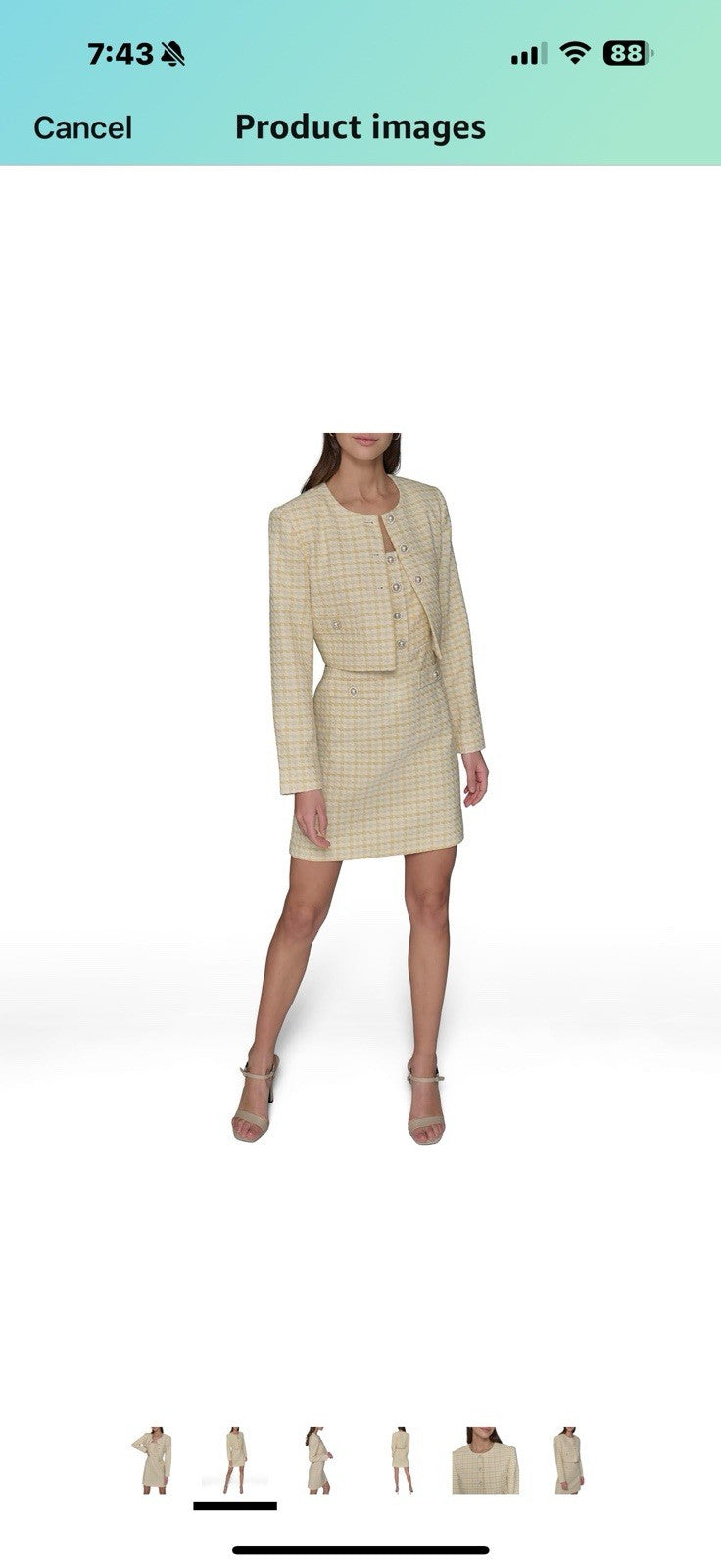 KARL LAGERFELD Women's Tweed Printed Scoop Neck Cropped Jacket Size 16