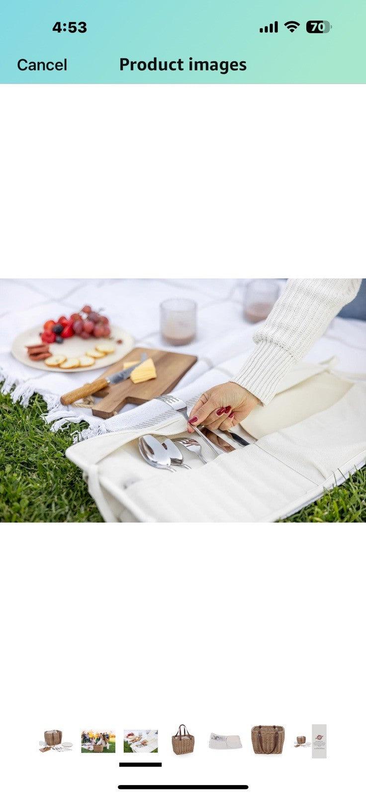 PICNIC TIME Terrabella Handwoven Picnic Basket, Earth Friendly Basket, 