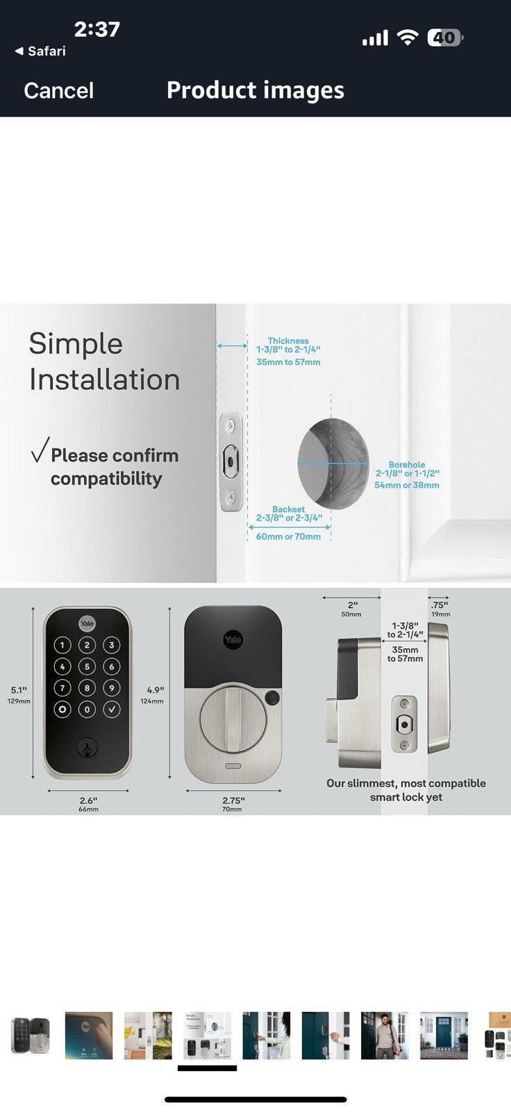 Yale Security 2 Touch Deadbolt Lock, Satin Nickel Biometric