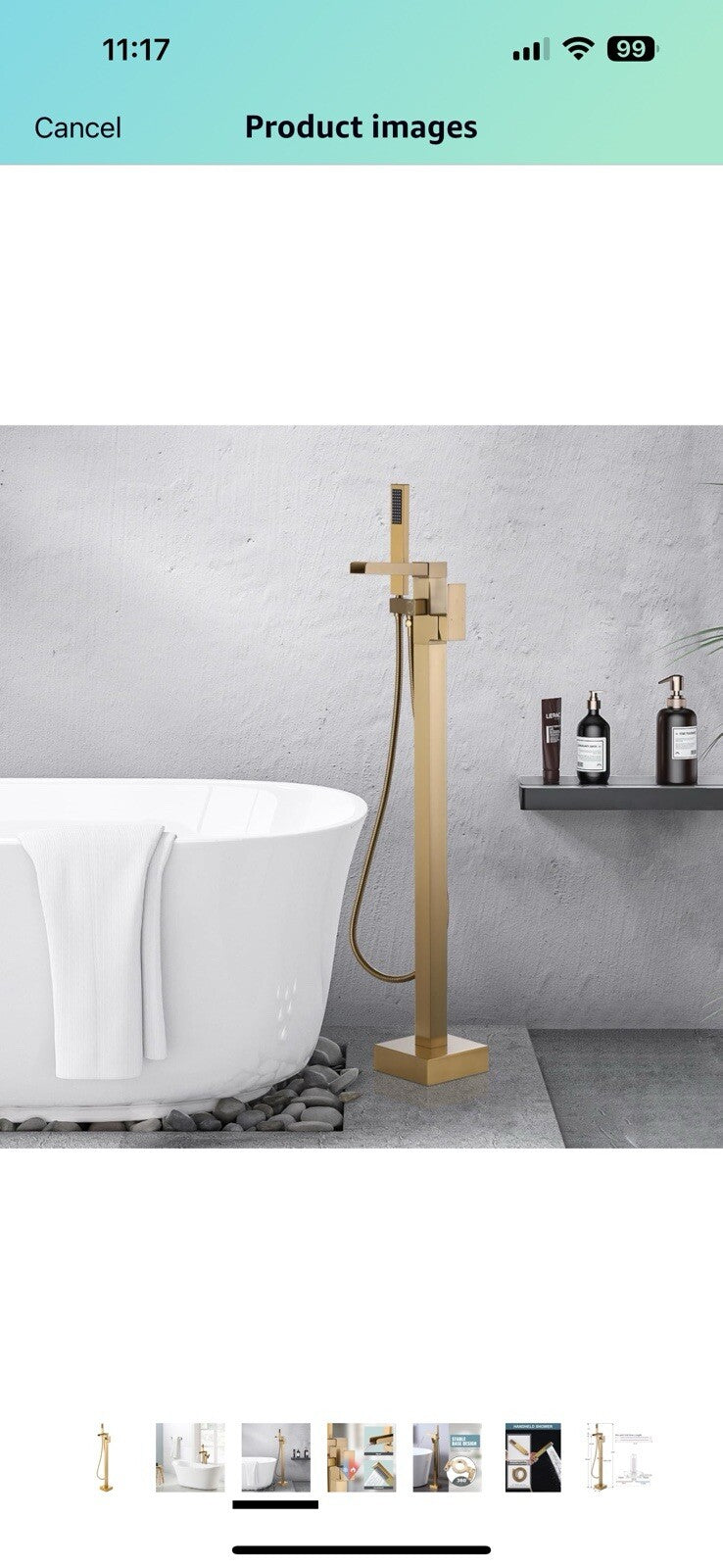 Freestanding Tub Faucet Brushed Gold: ALEASHA Free Standing Tub Filler, 