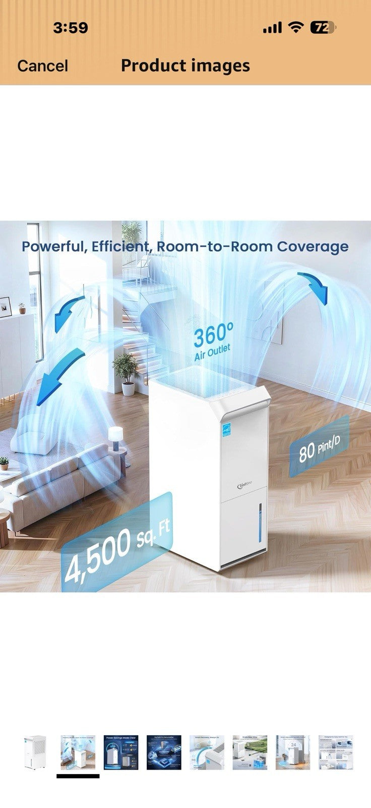 4,500 Sq.Ft Energy Star Most Efficient 2025 Dehumidifier,Vellgoo Max