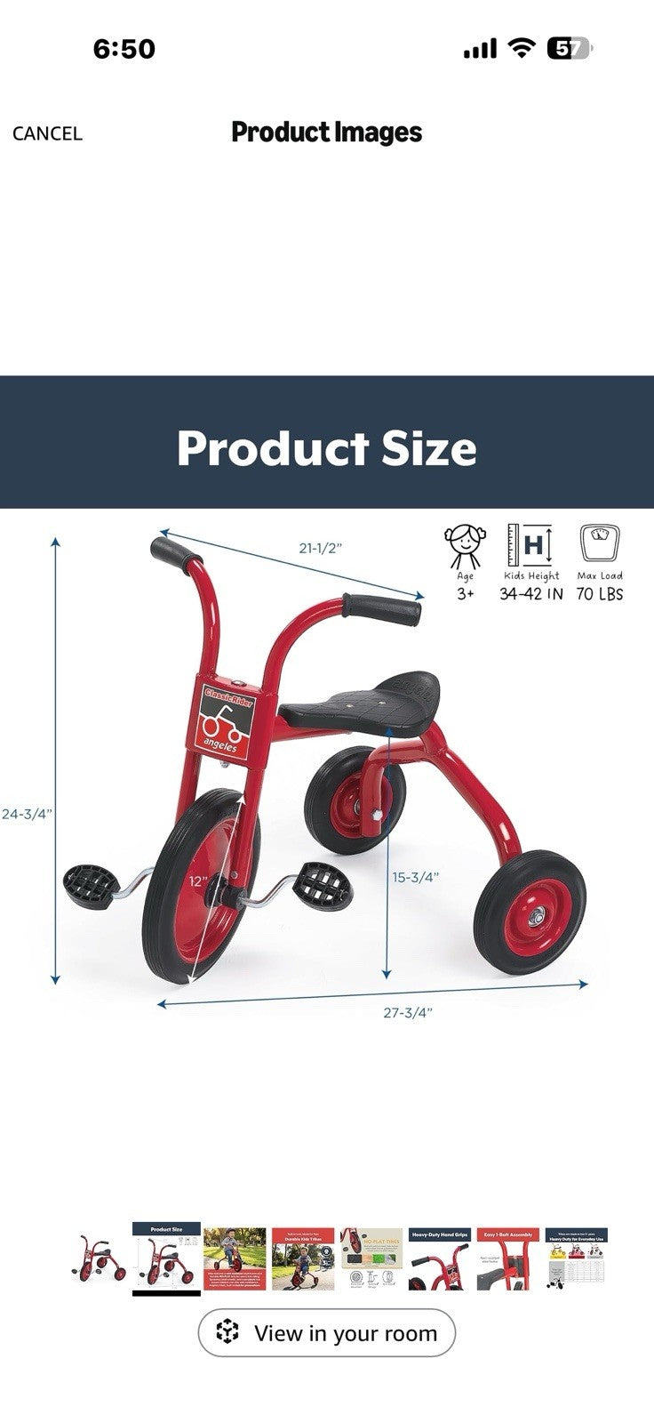 Angeles ClassicRider Kids Tricycle, Toddler Tricycle with Solid Airless