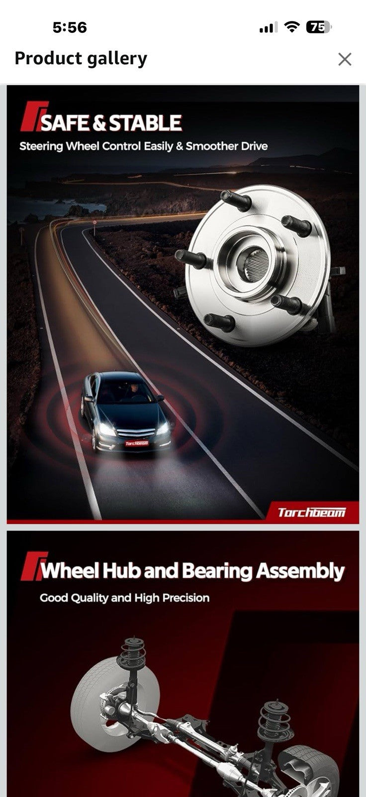 Torchbeam 512646 FWD Rear Wheel Bearing & Hub Assembly Compatible 