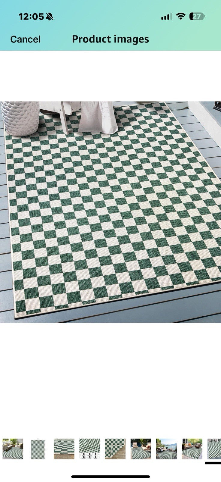 Rugshop Contemporary Checkered Weather Resistant Reversible Indoor/