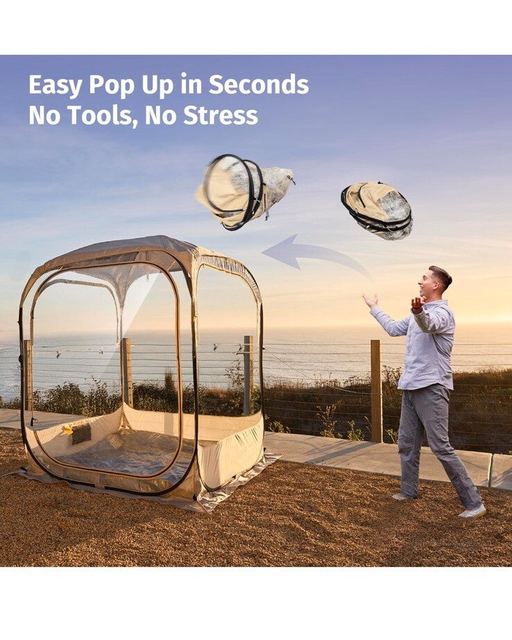 EAST OAK TPU Clear Sport Tent - 50L*50W*68.9H Outdoor Tall Pop Up Bubble