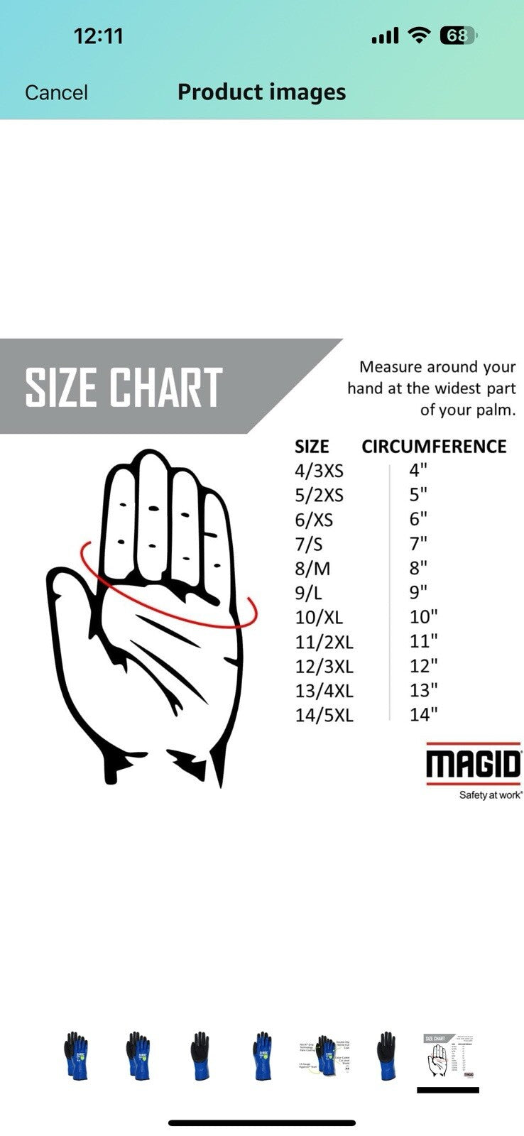 MAGID Waterproof Level A4 Cut & Chemical Resistant Work Gloves, 12 PR 11XXL