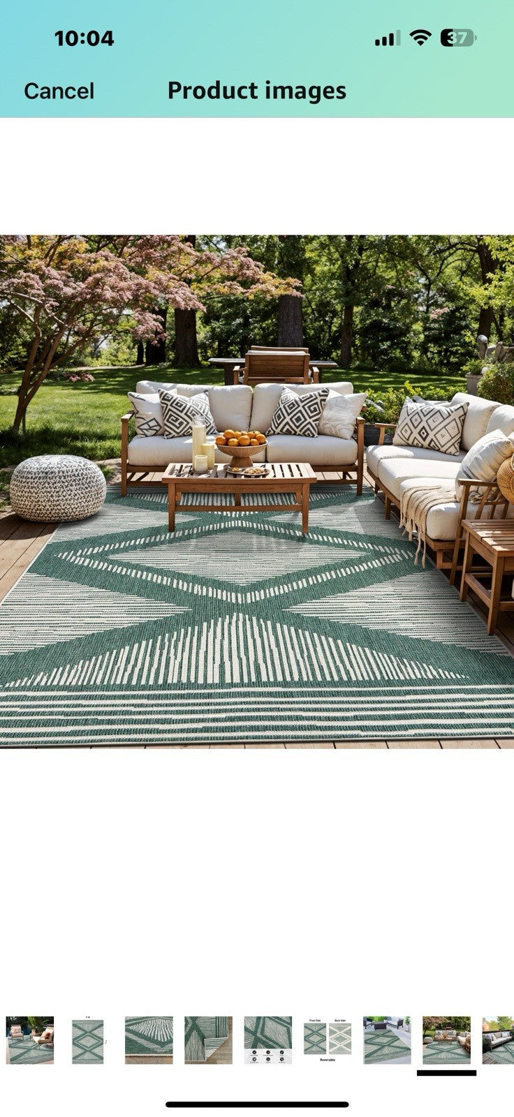 Rugshop Contemporary Geometric Stripe Weather Resistant Reversible