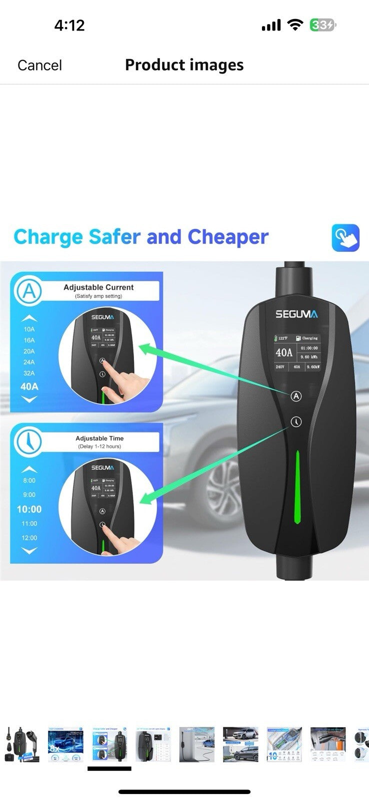 Level 2 EV Charger, 40Amp Electric Car Charger Portable EV Charger 25FT