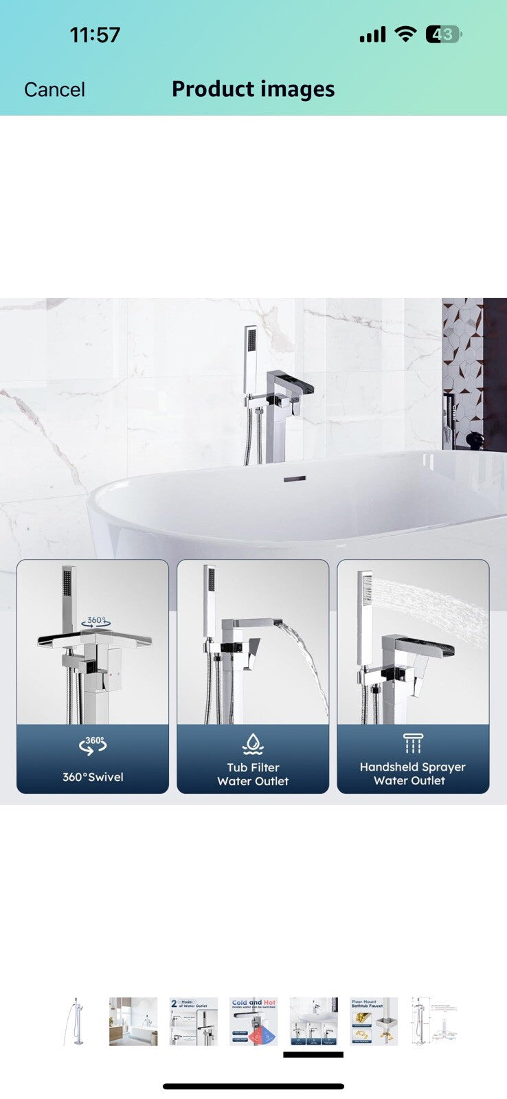 Free Standing Tub Faucet Chrome: ALEASHA Freestanding Tub Filler, Brass Made