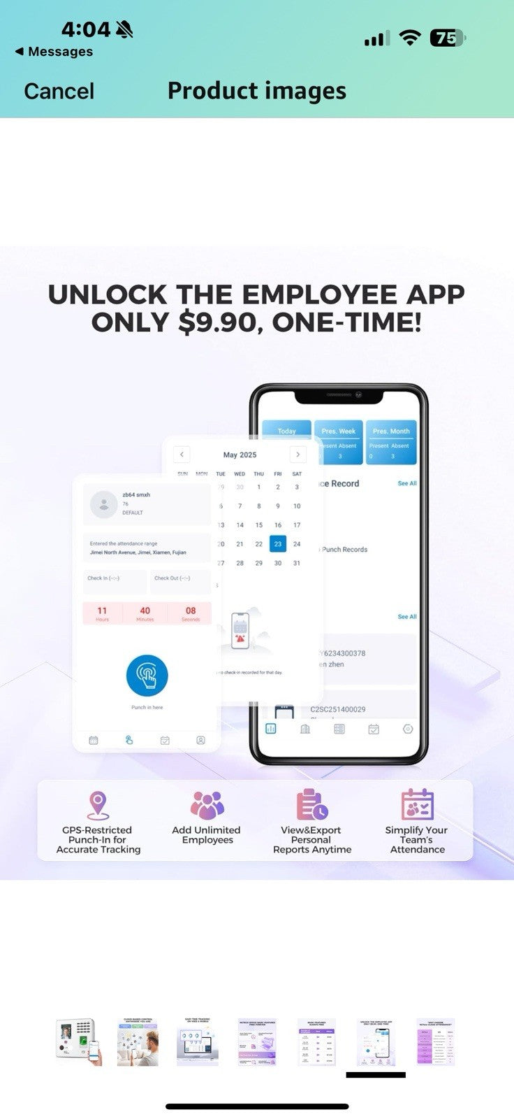 NGTeco Time Clock Cloud-Based, 4-in-1 Time Clocks for Employees Small Business
