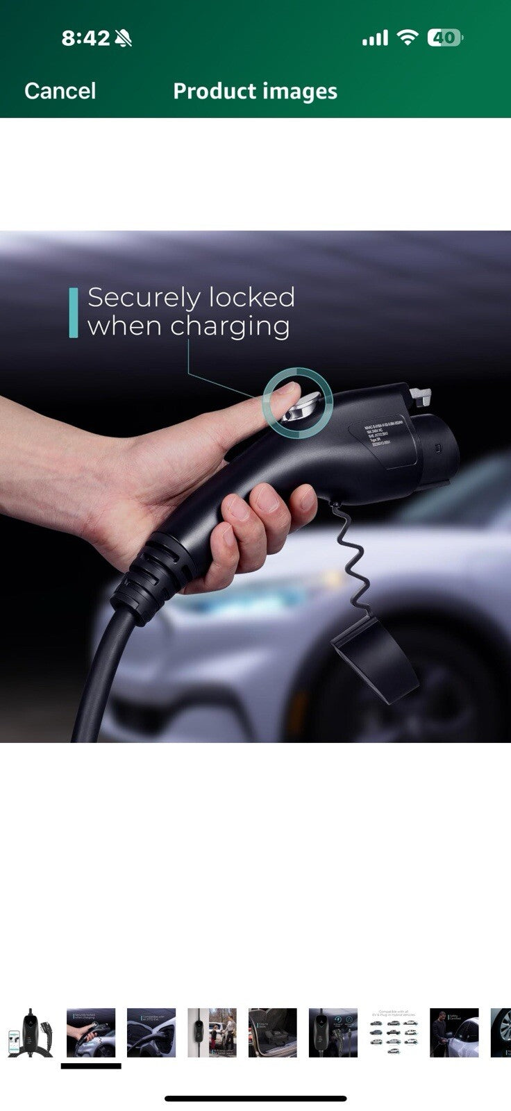 Lectron Level 1 J1772 Charger (WiFi Version) - 110V, 15 Amp, NEMA 5-15 Plug