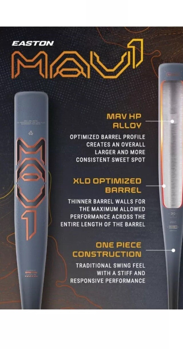 Easton 2025 | MAV1 Baseball Bat | BBCOR | -3 Drop | 2 5/8" Barre 31 Inch 