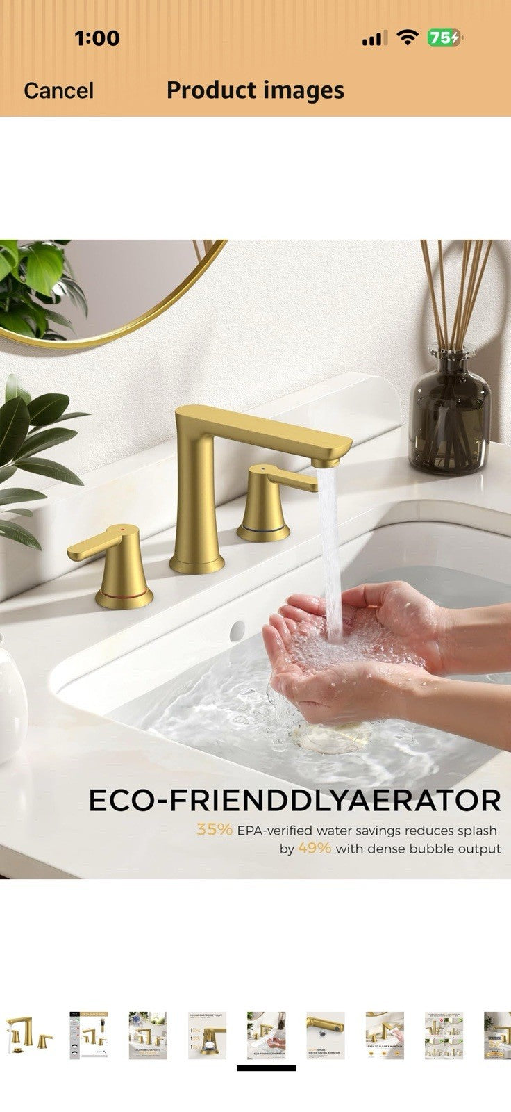 FORIOUS Gold Bathroom Faucet 3 Hole, Two Handle Gold Faucet for Bathroom 