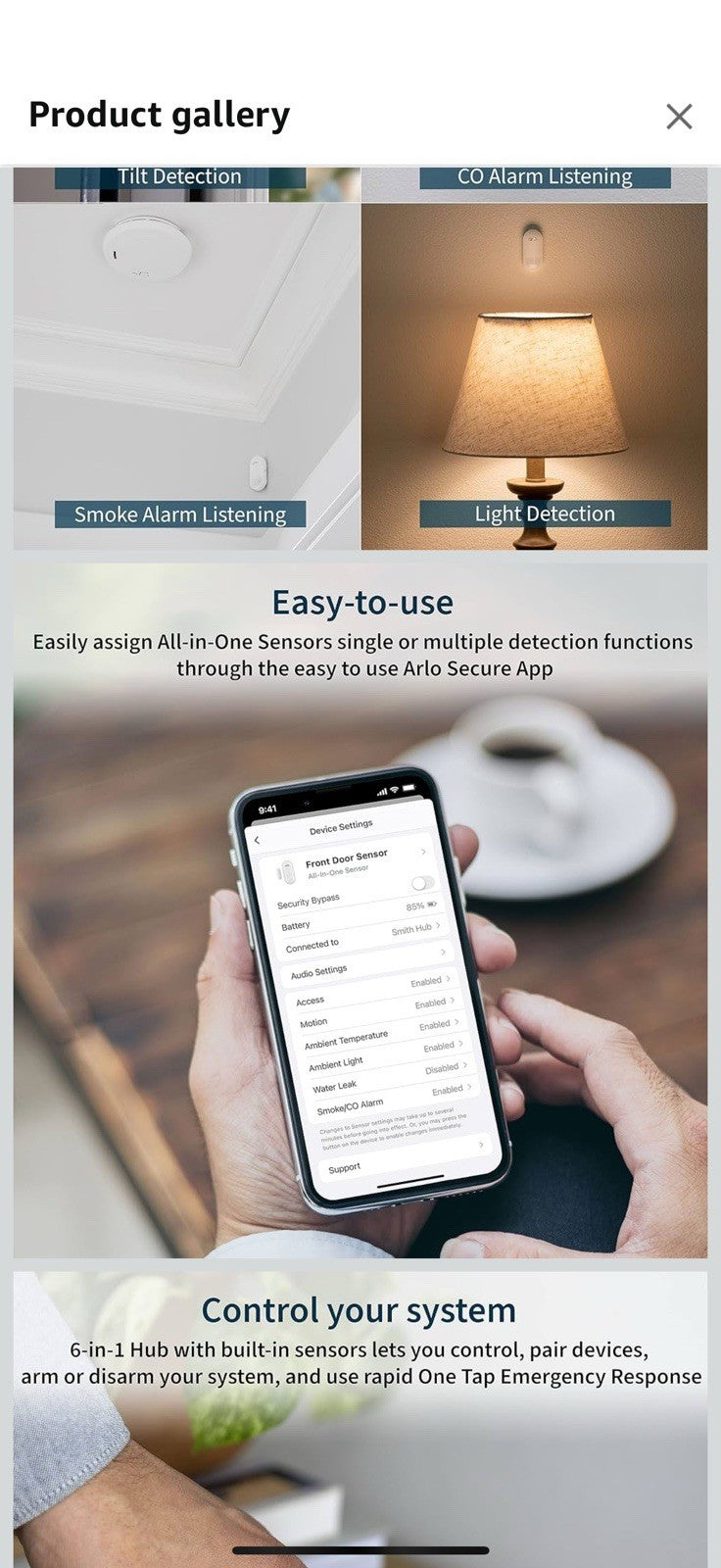 Arlo Home Security System - Wired Keypad Sensor Hub, (2) 8-in-1 Sensors, 