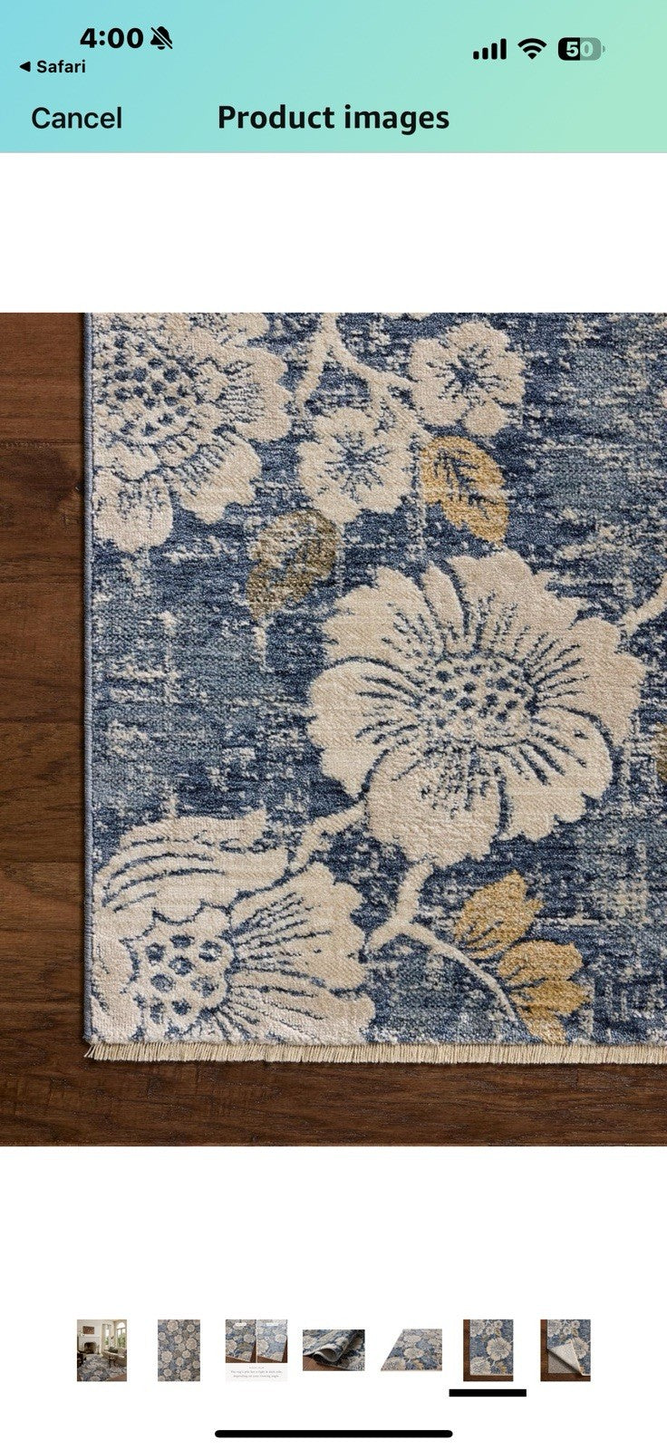 Loloi Eileen Collection ELE-03 Denim/Natural 7'-10" x 10'-2" Fringe