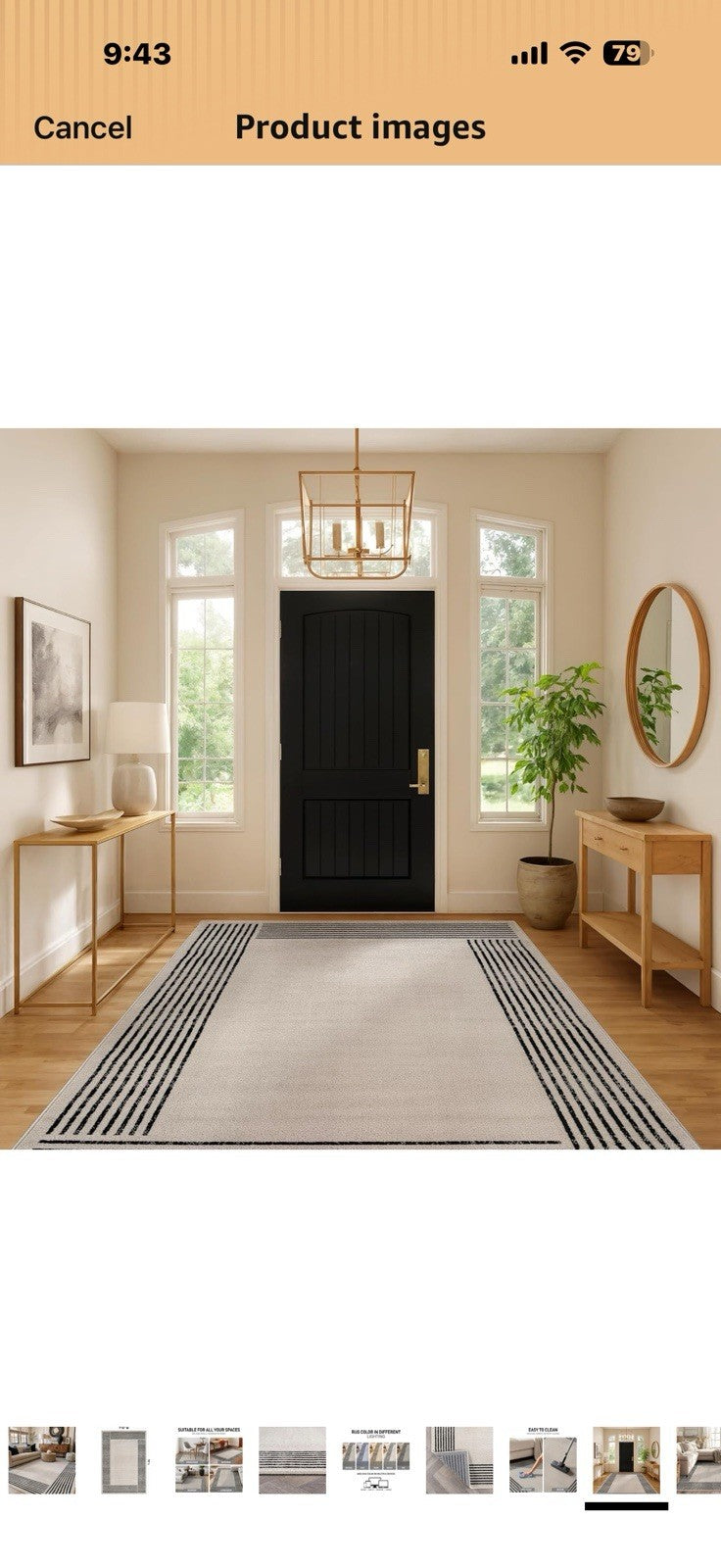 Rugshop Modern Minimal Bordered Indoor Area Rug for Living Room