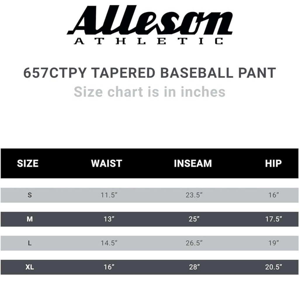 Alleson Athletic Men's Youth Crush Tapered Baseball Pant (Style 657ctpy) Blackxl