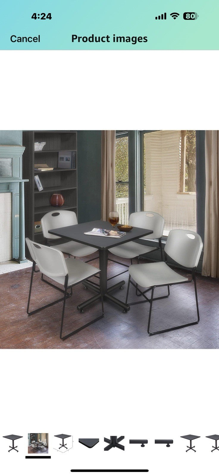 Romig Kobe 30-Inch Square X-Base Breakroom Table, Grey Finish - Durable,