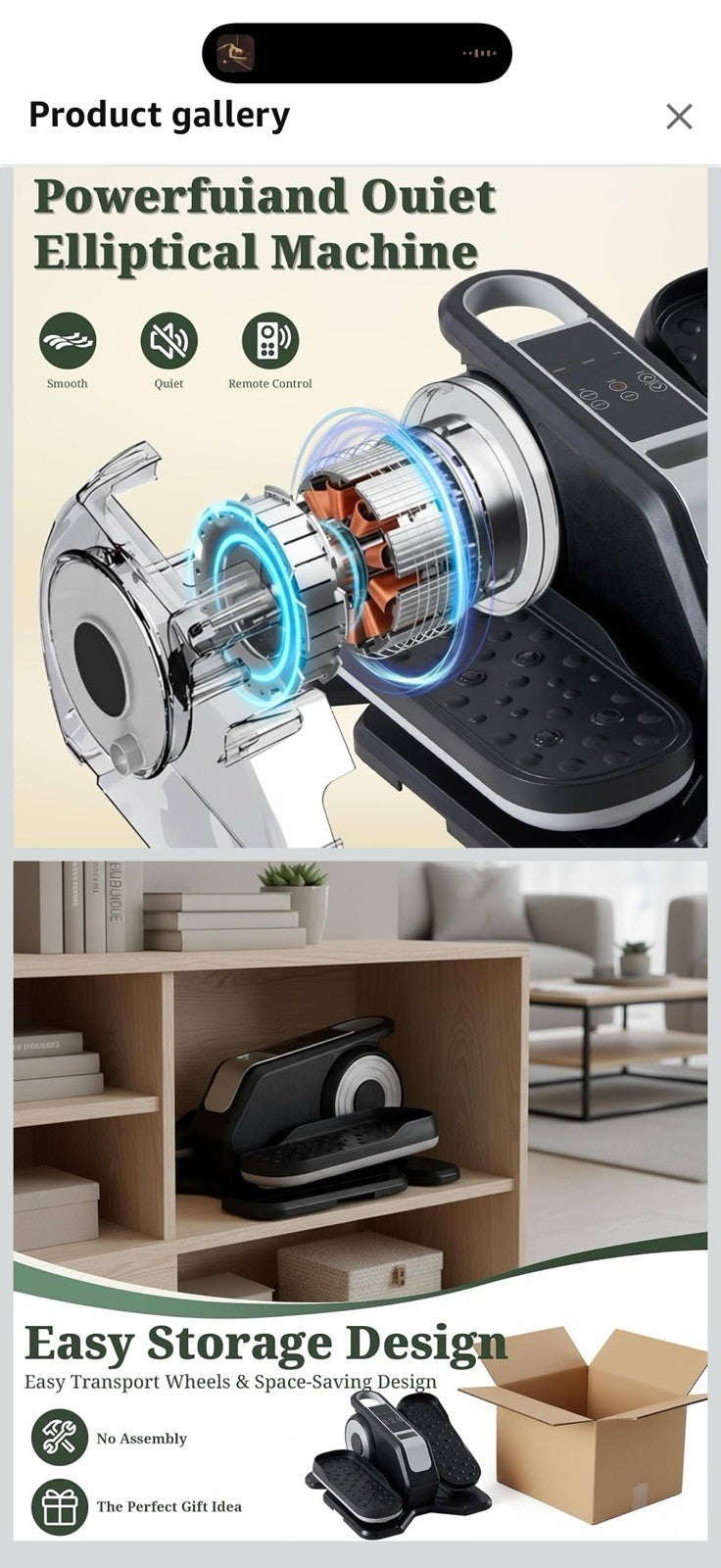 Under Desk Elliptical Machine, Portable Seated Pedal Exerciser with Remote 