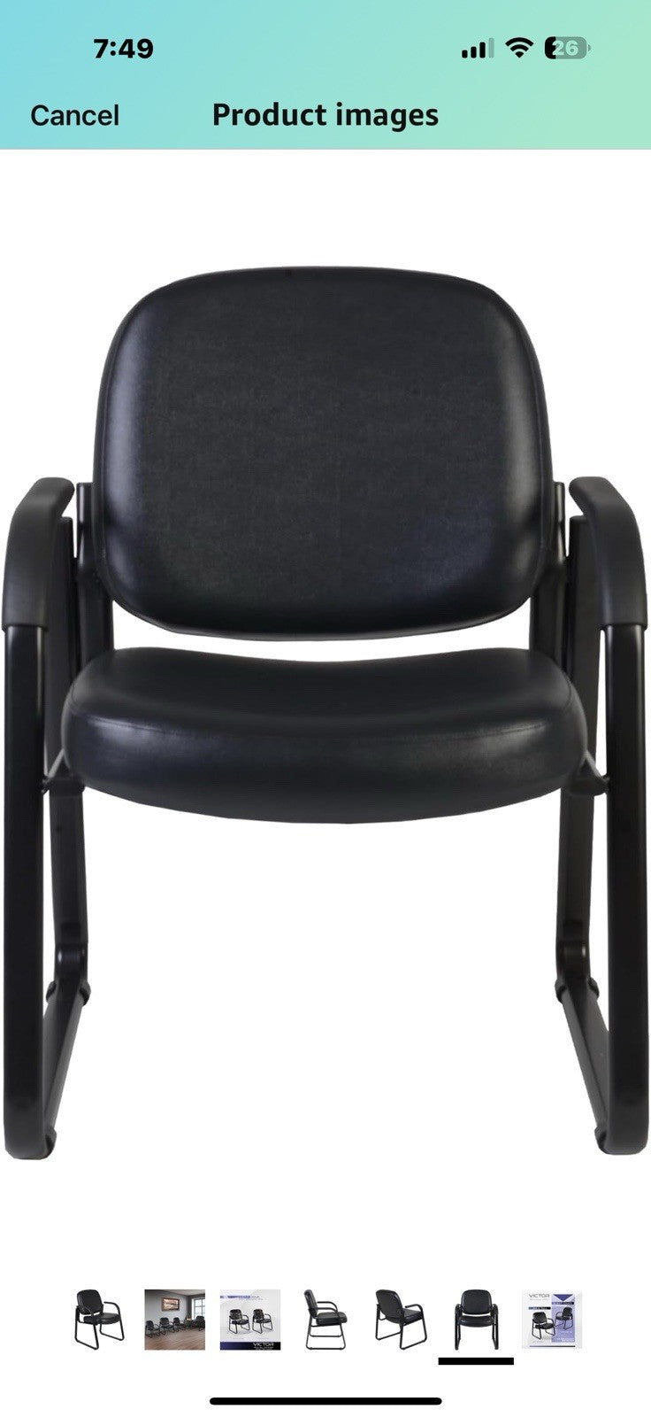 Romig Victor Guest and Reception Chair with Arms, Vinyl - Black