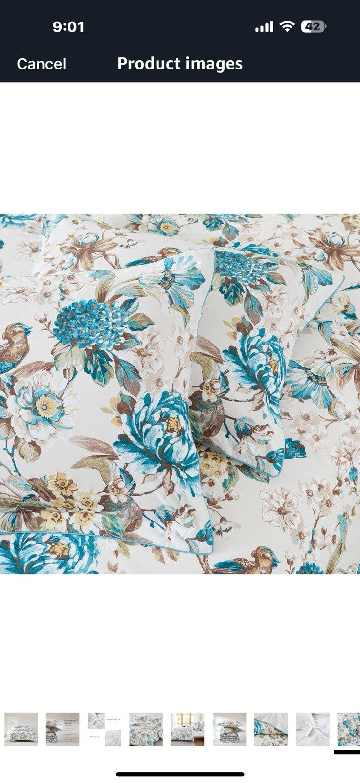 Lush Decor Bird and Hydrangea Cotton Duvet Cover 3 Piece Set King 