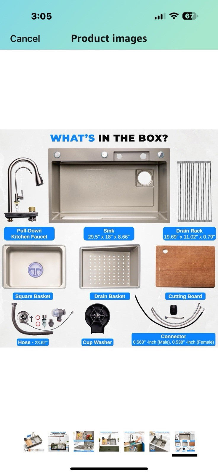 SereneLife Stainless Steel Kitchen Sink | Durable Kitchen Sink with Drain Rack,