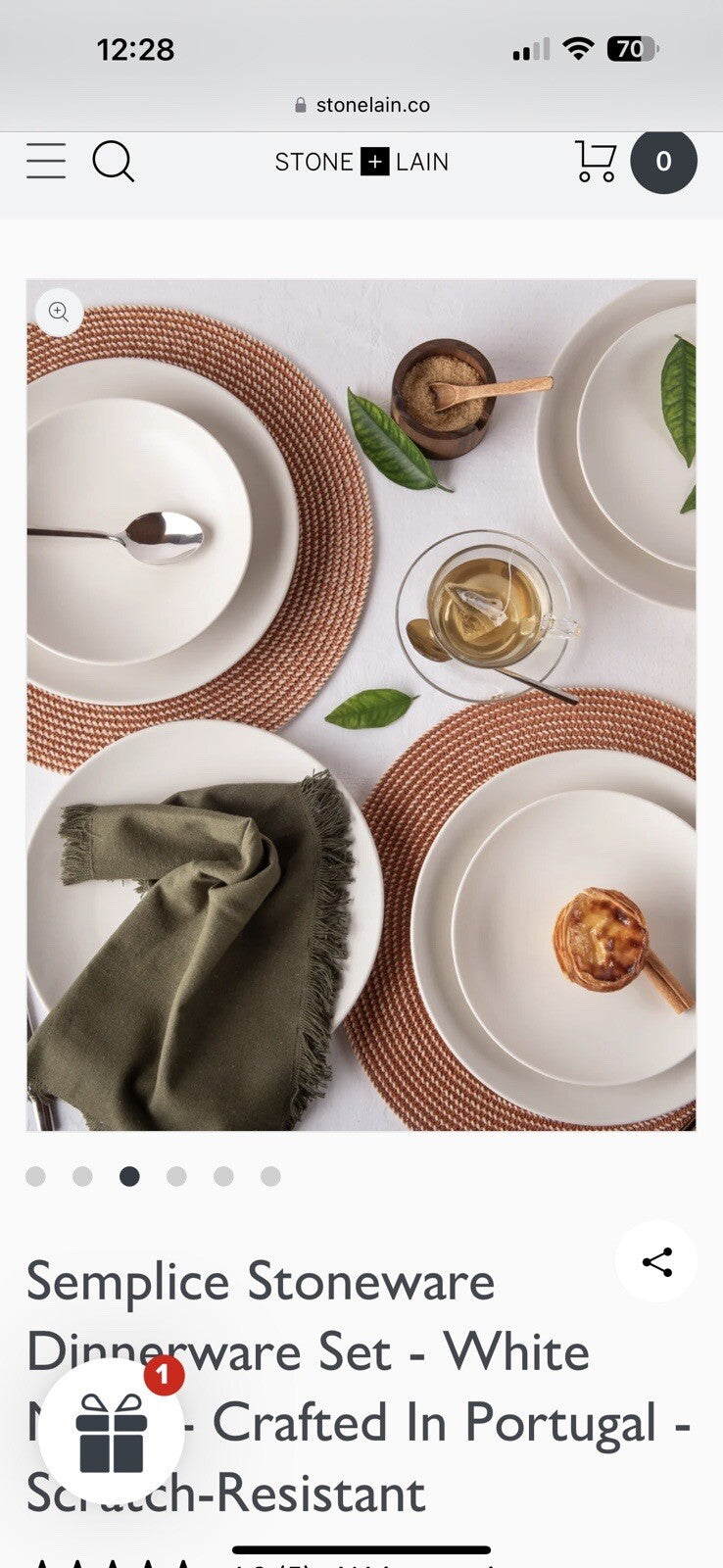 Porto by Stone Lain Semplice 12-Piece Dinnerware Set Stoneware