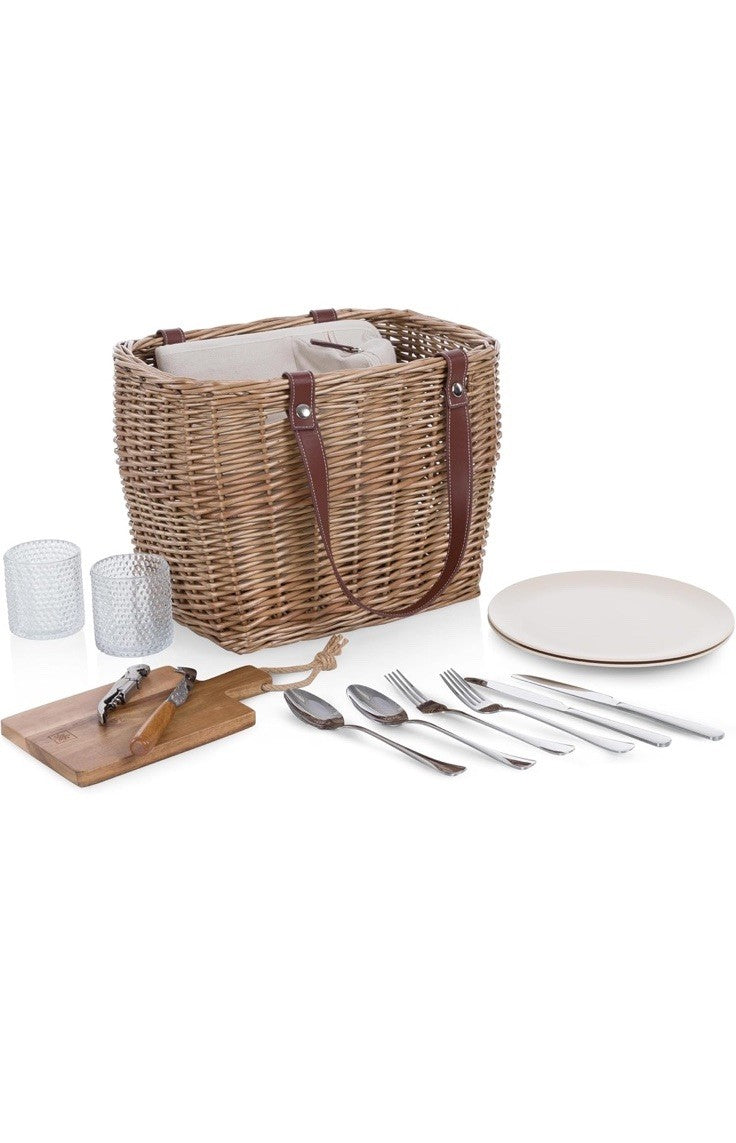 PICNIC TIME Terrabella Handwoven Picnic Basket, Earth Friendly Basket, 