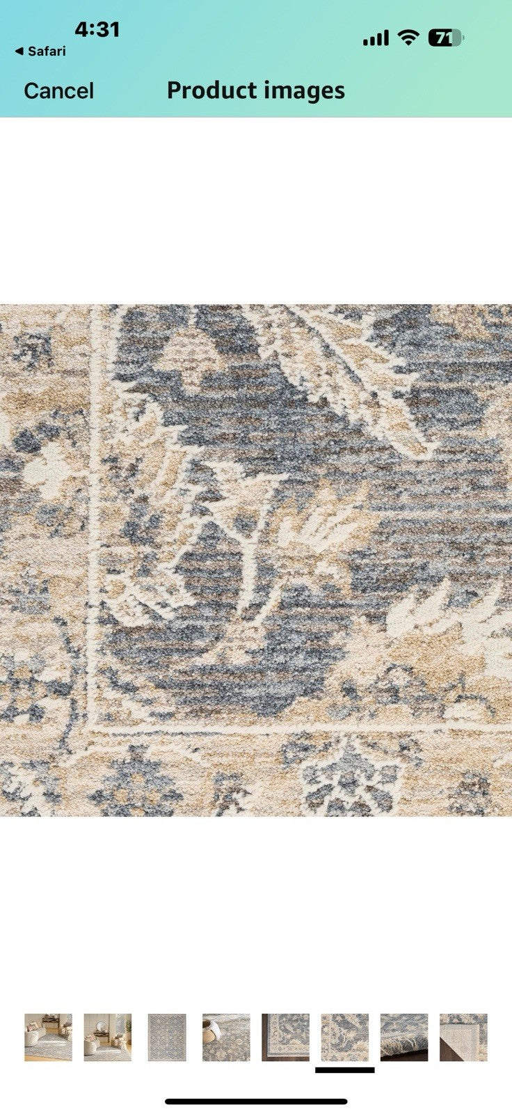 Nourison Harbor Blue 5'3" x 7'6" Area Rug - Easy Clean, Non Shedding, 