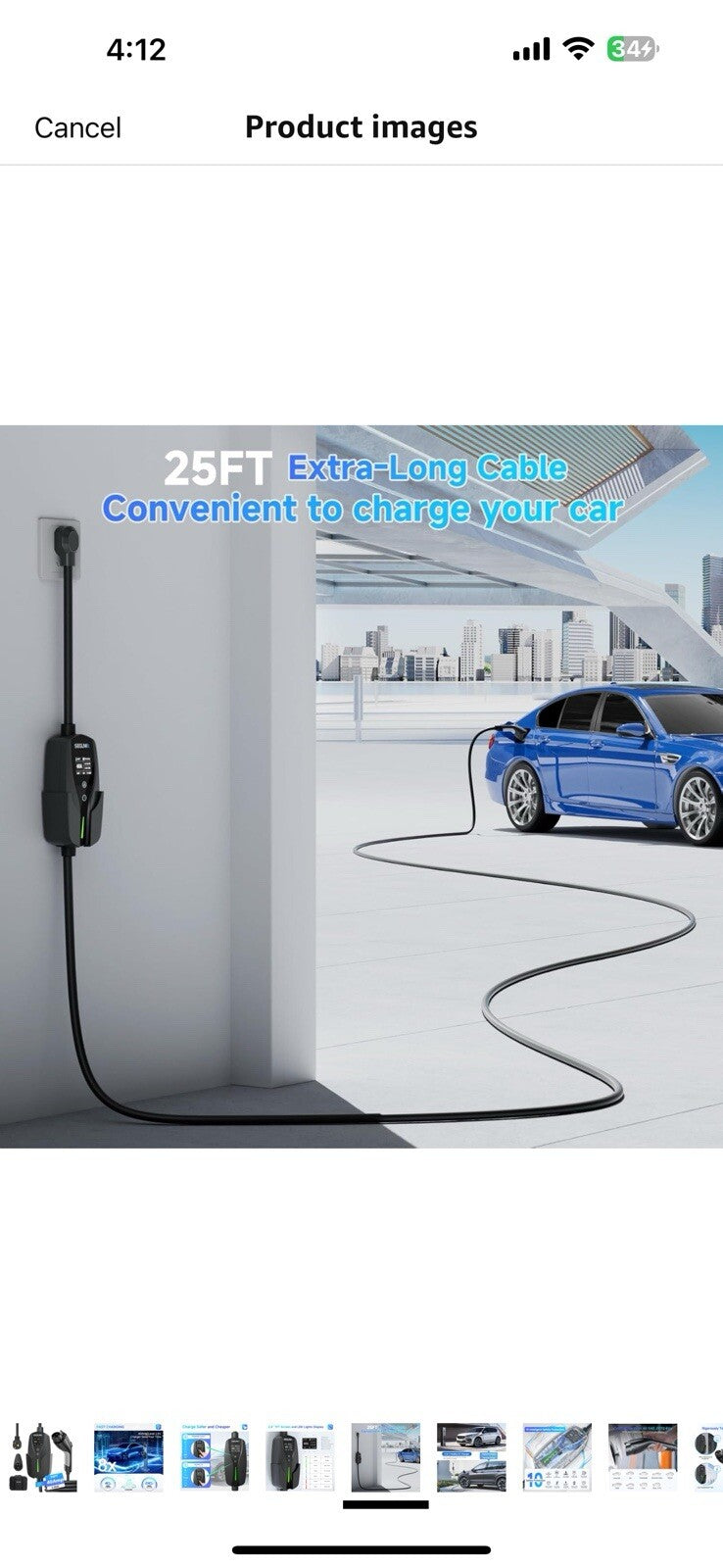 Level 2 EV Charger, 40Amp Electric Car Charger Portable EV Charger 25FT