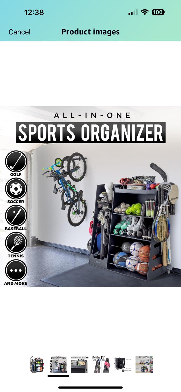 GoSports Premium Wooden Sports Equipment Organizer 