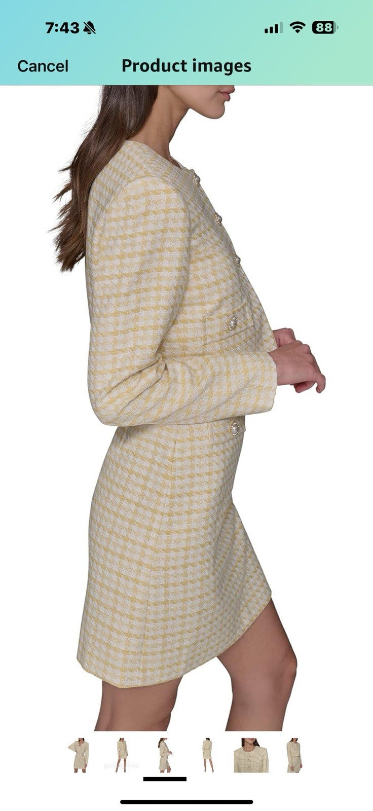 KARL LAGERFELD Women's Tweed Printed Scoop Neck Cropped Jacket Size 16
