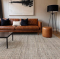 Rugshop Textured High-Low Indoor Area Rug, Neutral Stripe Design, Jute Backing,