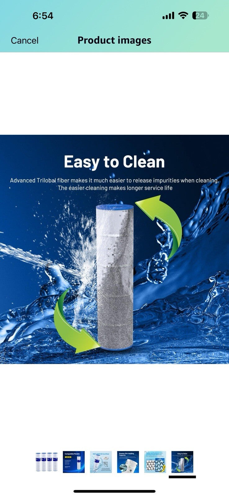 iLiving ILG8CF-105 Pool Spa Water Filter Cartridge, White & Blue