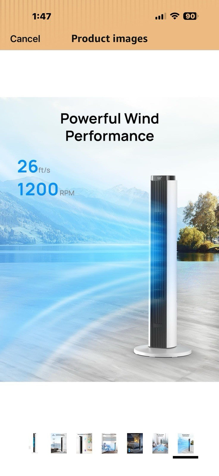 ZAFRO Tower Fan for Bedroom, 37'' Cooling Fans with 4 Modes 6 Speeds,