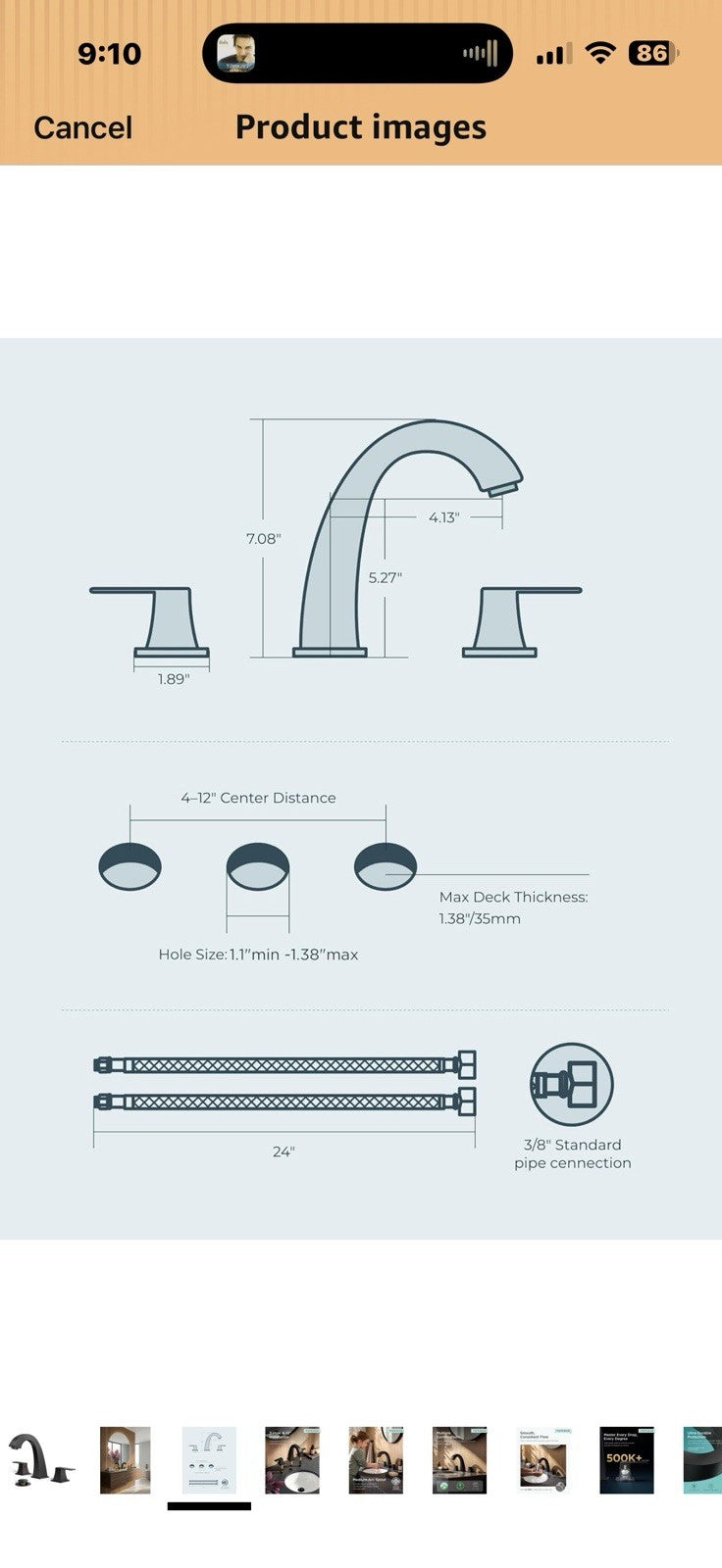 FORIOUS Bathroom Sink Faucet 3 Hole, Matte Black Bathroom Faucets