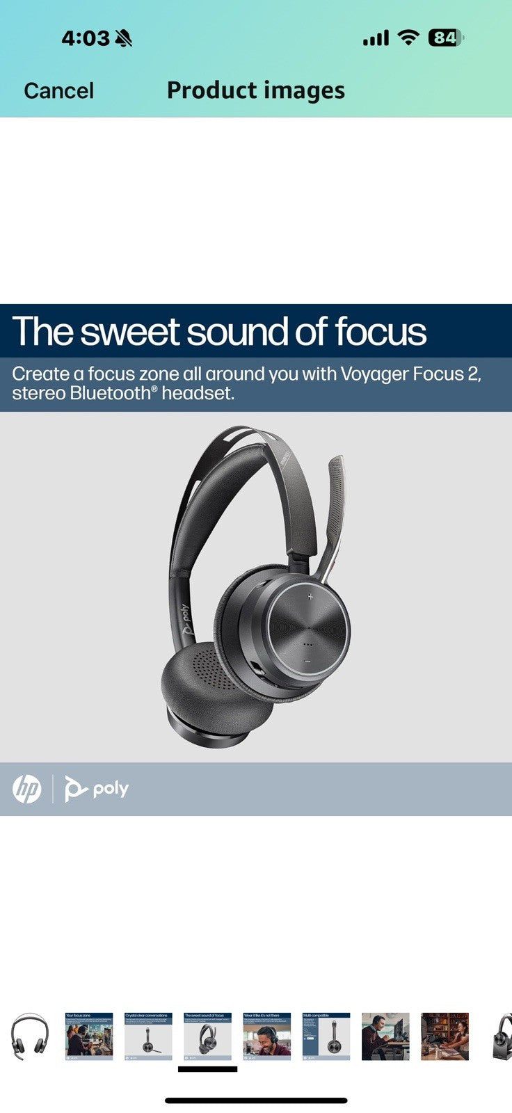 POLY Voyager Focus 2-M USB-C-C Headset USB-C/A Adapter Charging 