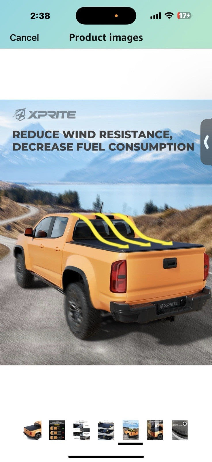Xprite FRP Soft Folding Truck Bed Tonneau Cover Compatible with Chevrolet
