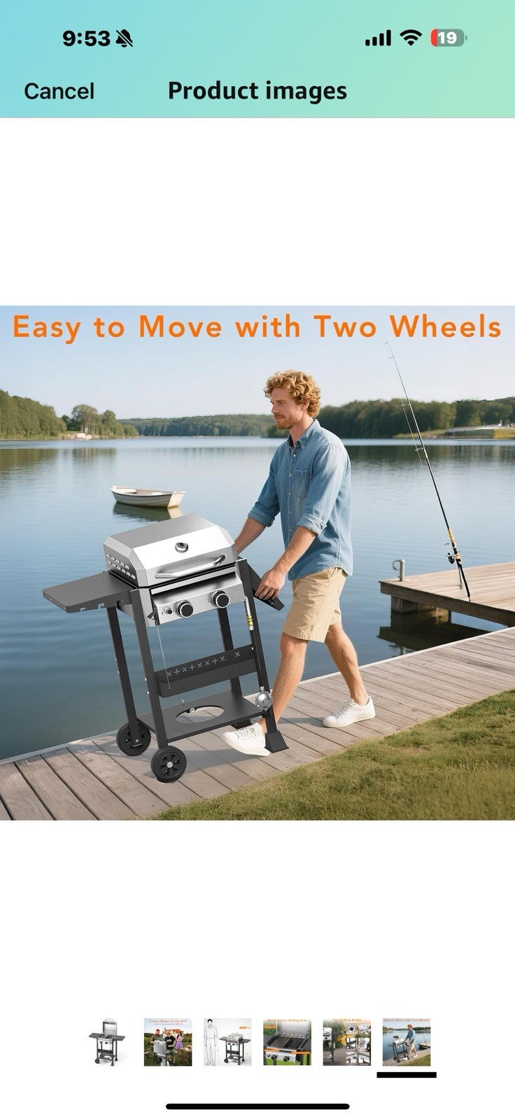 Propane Gas BBQ Grill 2-Burner Barbecue Grills with Cast Iron Frying Pan