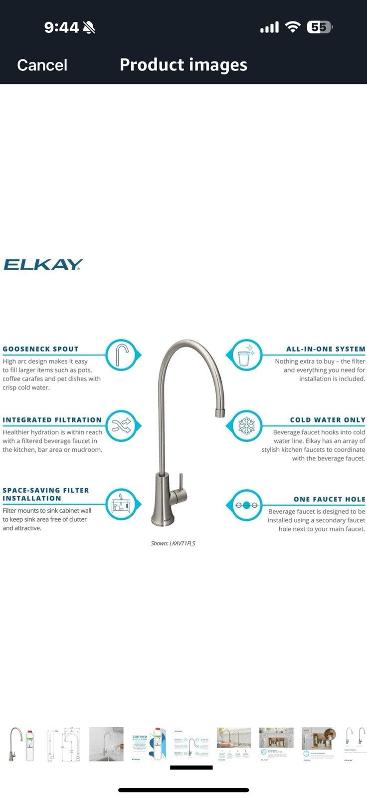 Elkay LKAV71FLS Avado Drinking Water Faucet Lustrous Steel w/71300C