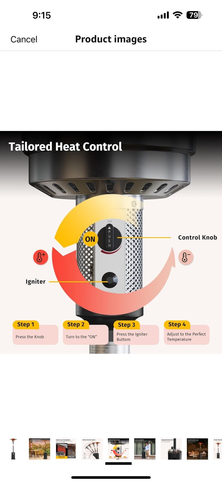 EAST OAK 48,000 BTU Patio Heater for Outdoor Use with Round Table Design