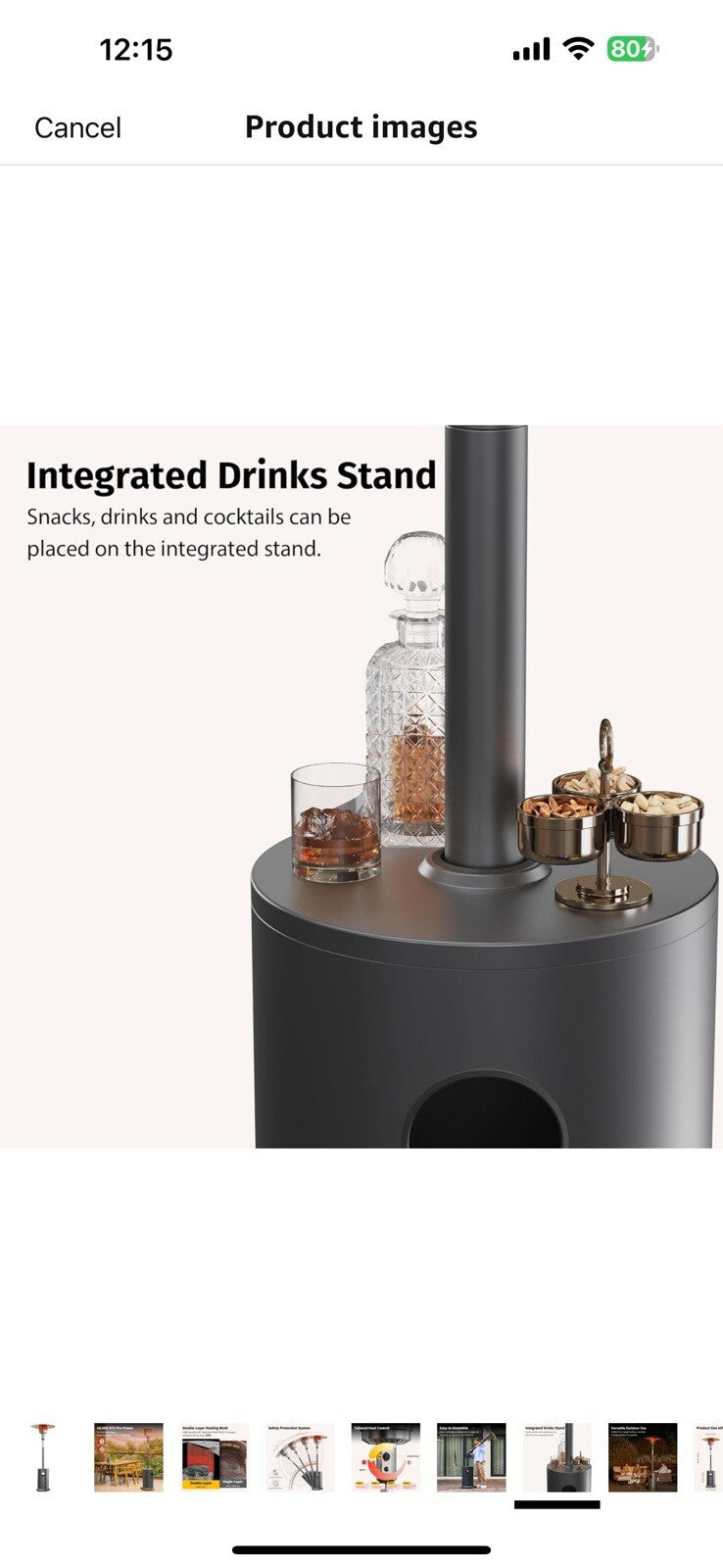 EAST OAK 48,000 BTU Patio Heater for Outdoor Use with Round Table Design