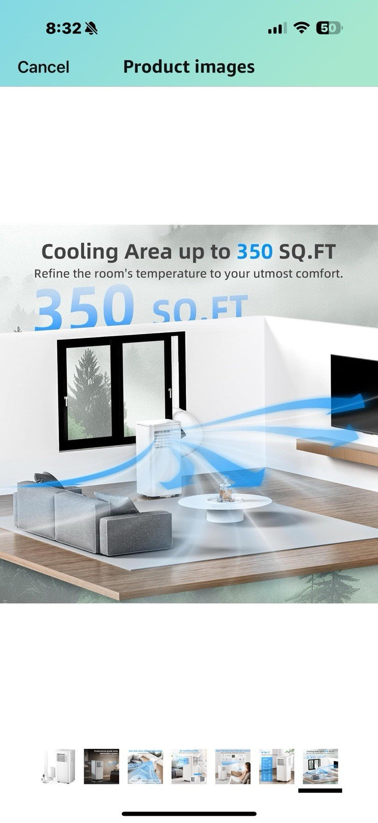 8000 BTU Portable Air Conditioner, 3 in 1 Free Standing Cooling AC Unit 