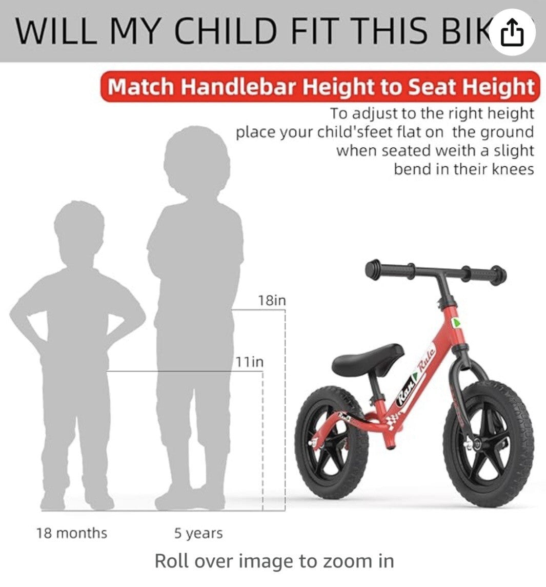 Royalbaby RanRule Kids Balance Bike Toddlers Age 2~5  Blue