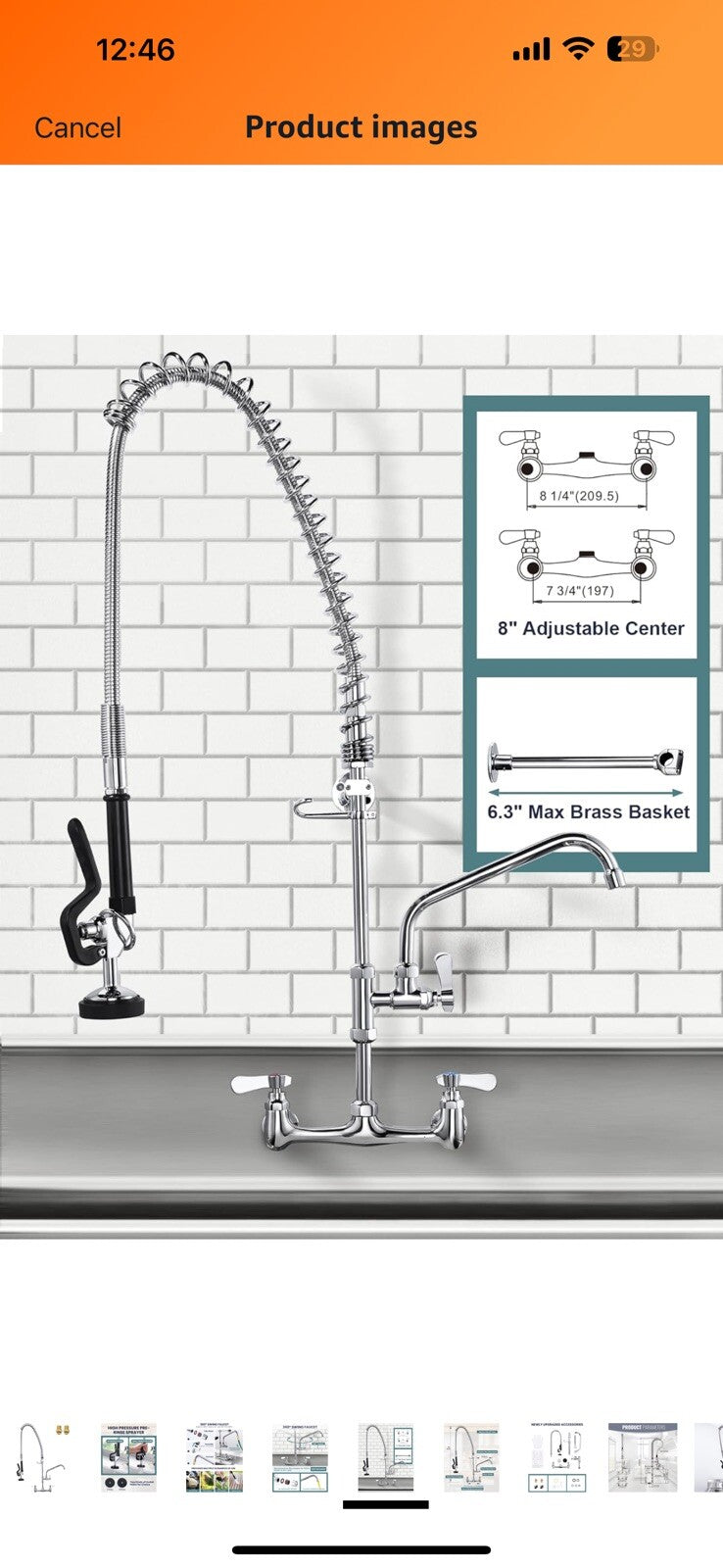 Commercial Sink Faucet with Sprayer: ALEASHA 36 Inches Commercial