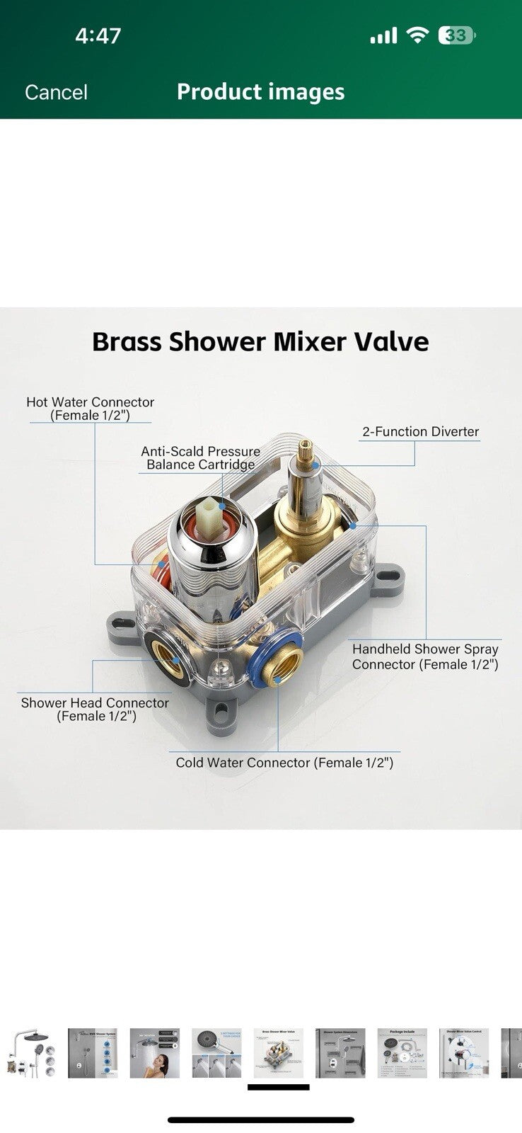 BWE Chrome Shower System Wall Mounted Shower Faucet Set with 10 inch 