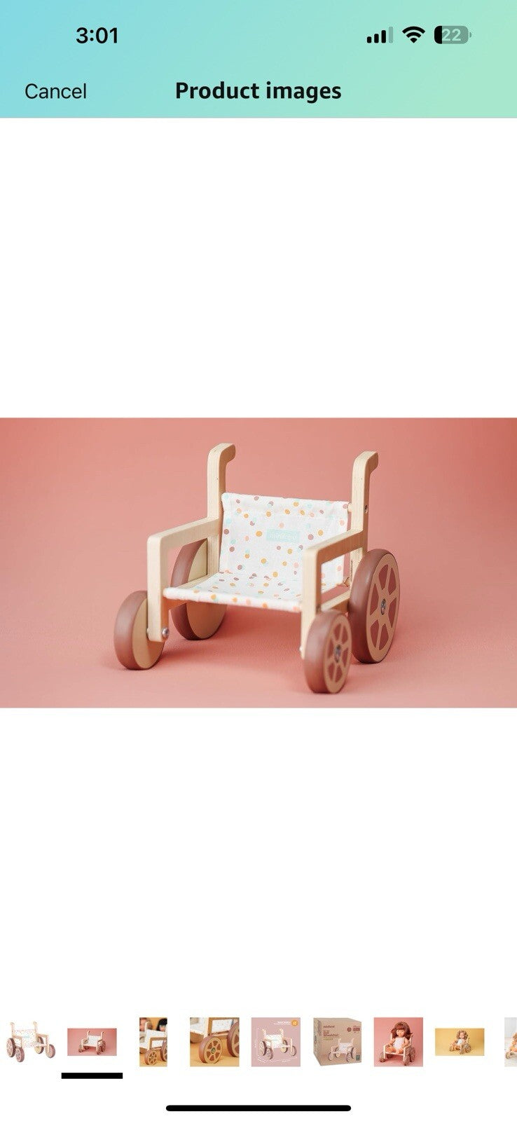 Miniland Doll Wooden Wheelchair Made with ECO Quality Materials which Provide