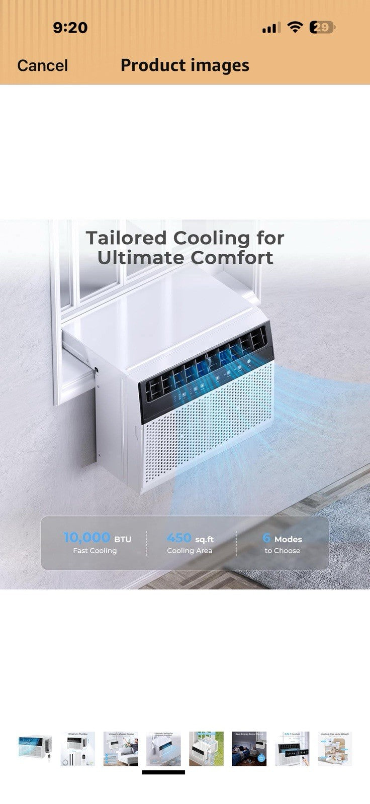 Electactic U-Shaped Window Air Conditioner,Window AC Unit Cools up tp 450 