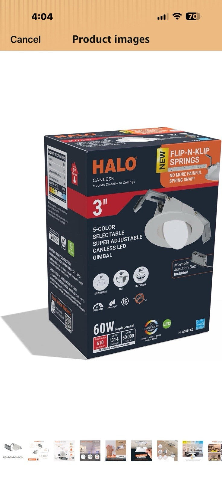 HALO HLA 3 in Super Adjustable Integrated LED Recessed Gimbal Downlight