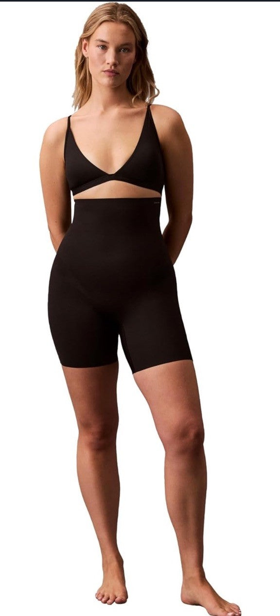 Calvin Klein womens Shapewear Stay-put Stretch High-waist Mid-thigh Short ,Large